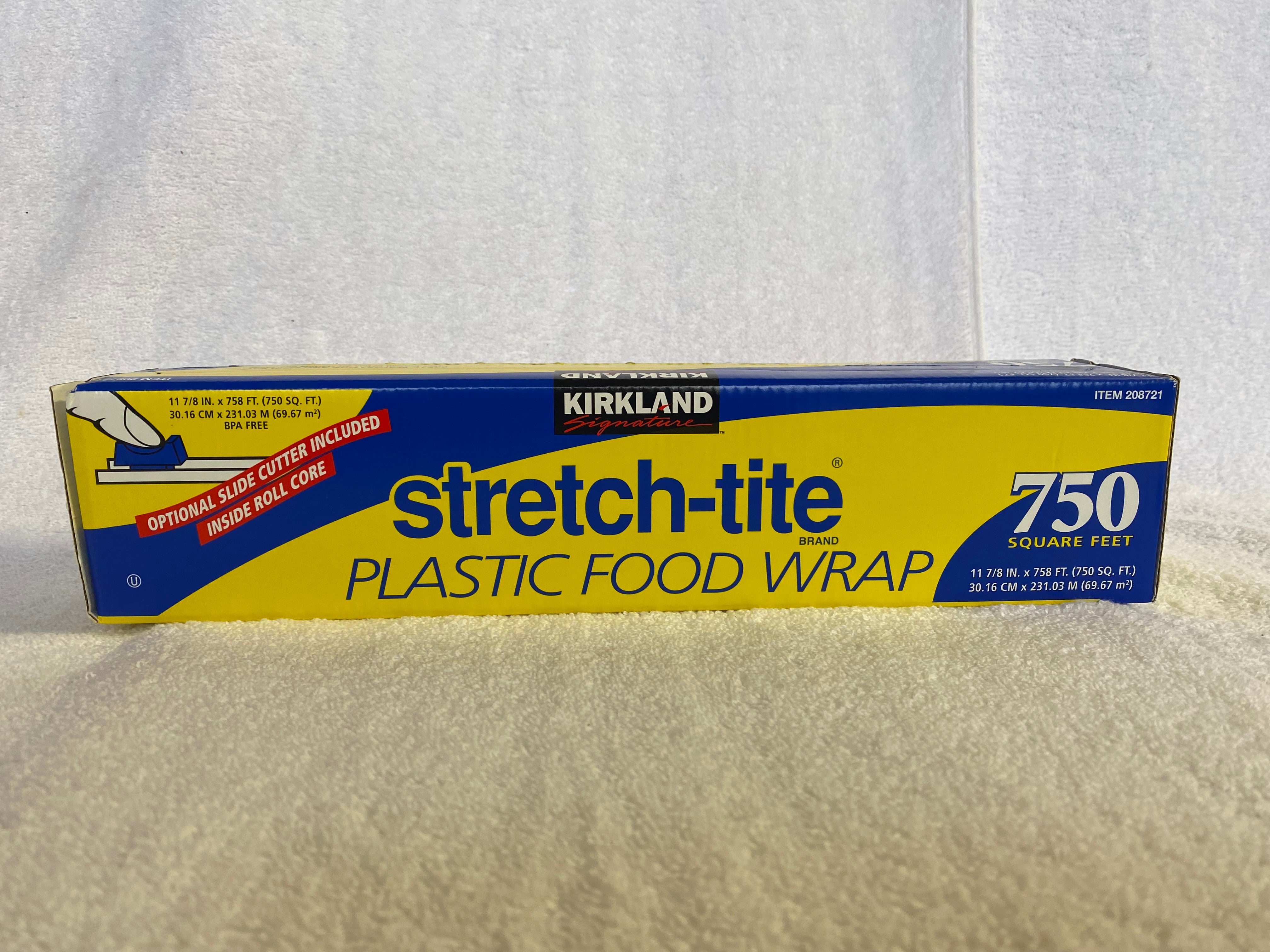 Kirkland Signature Stretch Tite Plastic Food Wrap 11 7/8 Inch X 750 SQ. FT.  Pack 4 750 Sq Ft (Pack of 4)